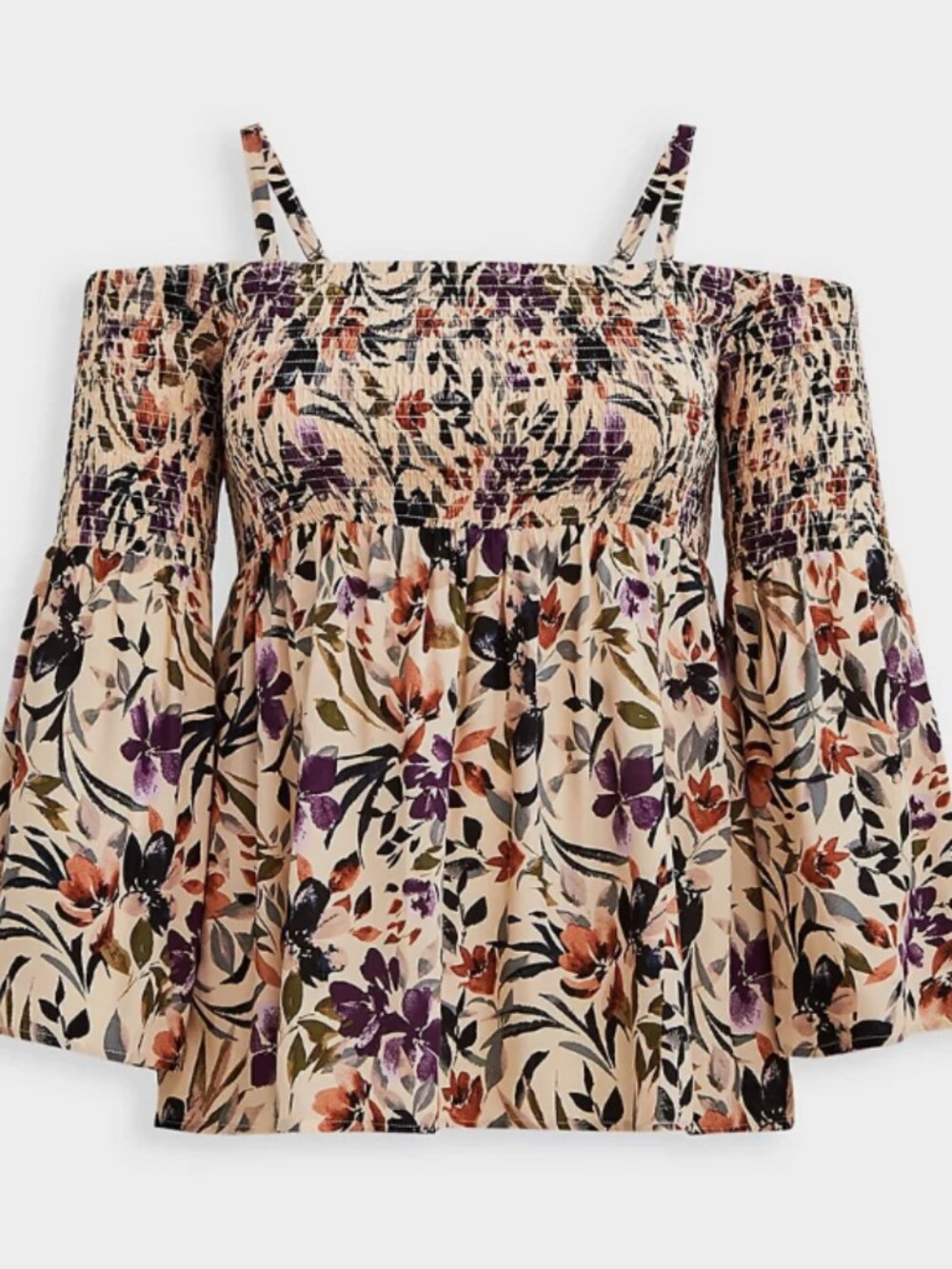 TORRID Challis Smocked Cold Shoulder Blouse